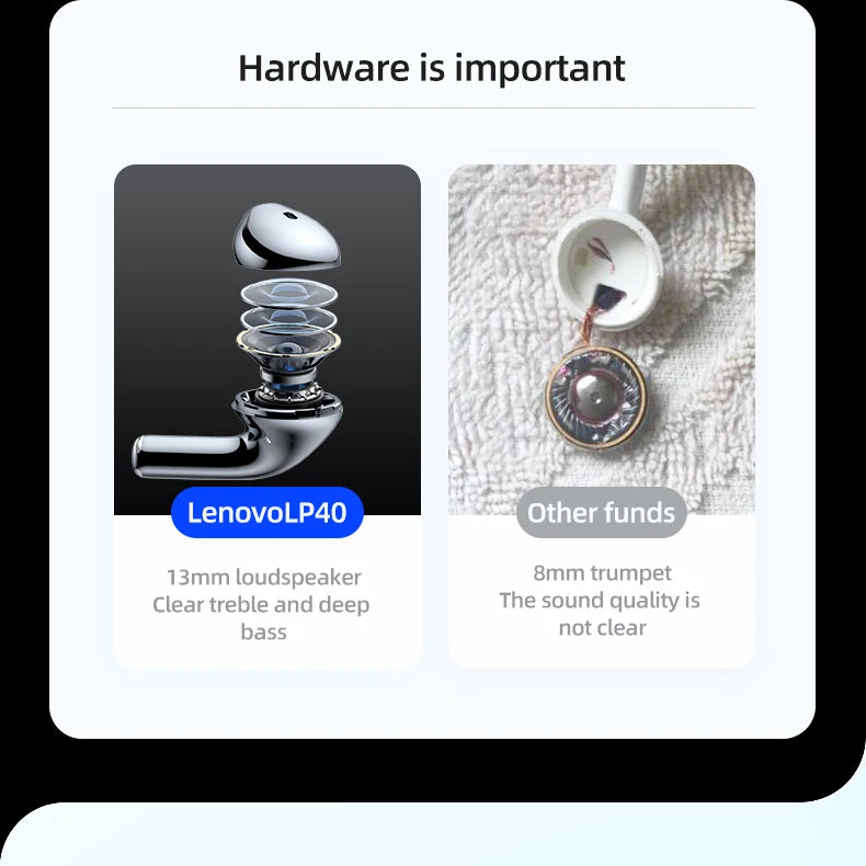 Lenovo LP40 Wireless Bluetooth Earphones TWS Touch Control Headset