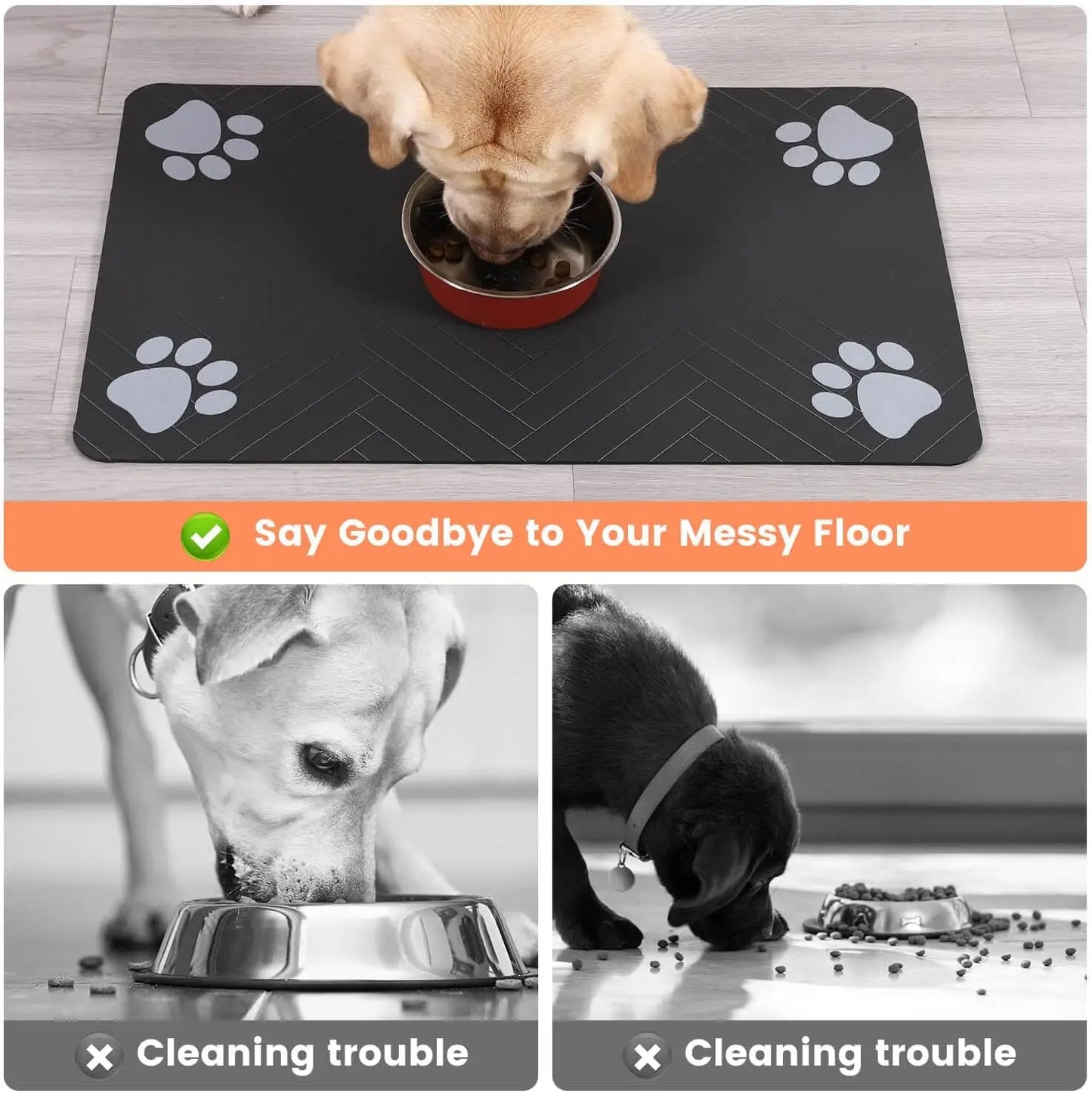 Dog Cat Food Mat - Pet Water Bowl Mats - Feeding Mat for Cat Dog Bowls