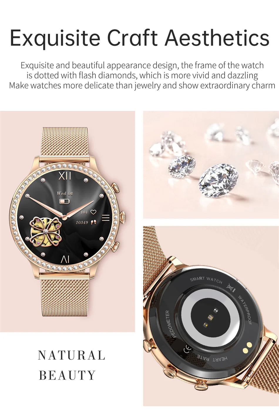 For Huawei Xiaomi Apple Samsung Smart Watch Women Ladies 2024 New Bluetooth