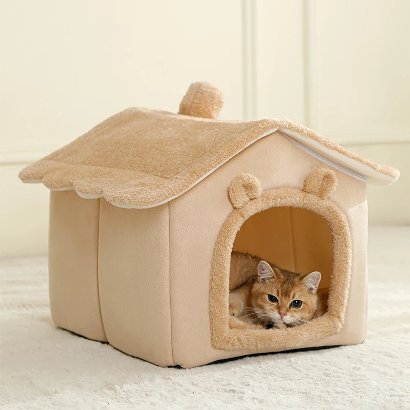 Foldable Pet House Removable Washable Cat House Puppy Cave Sofa Pet Bed