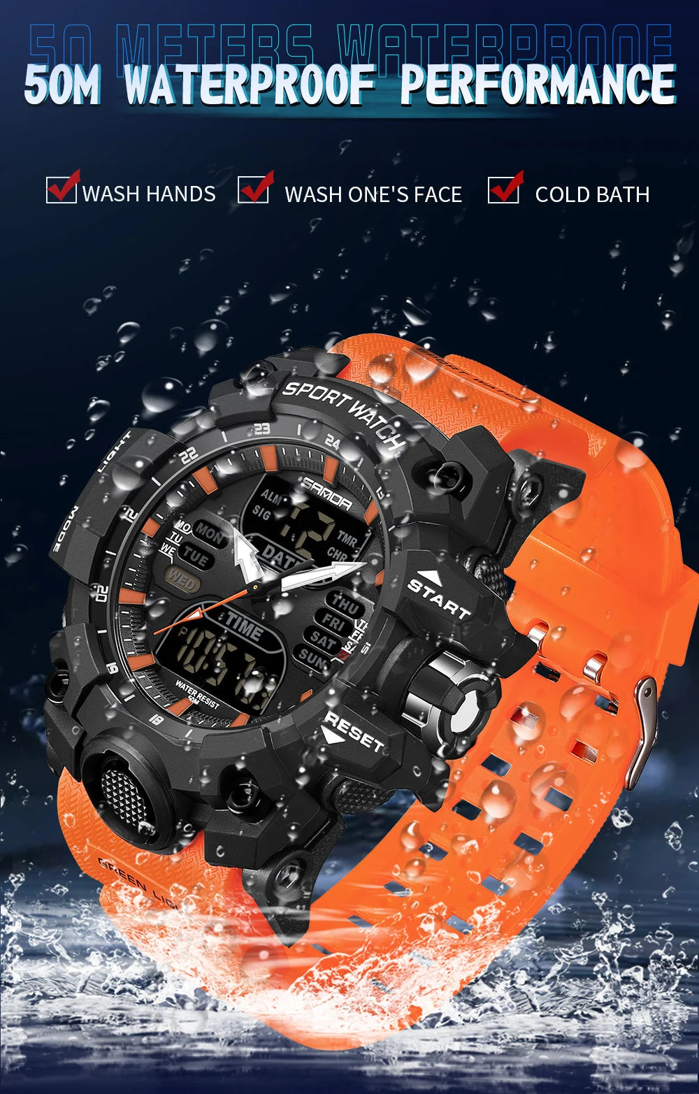 SANDA Luxury G Style Men's Electronic Watch Outdoor Sports LED Analog Digital Chronograph