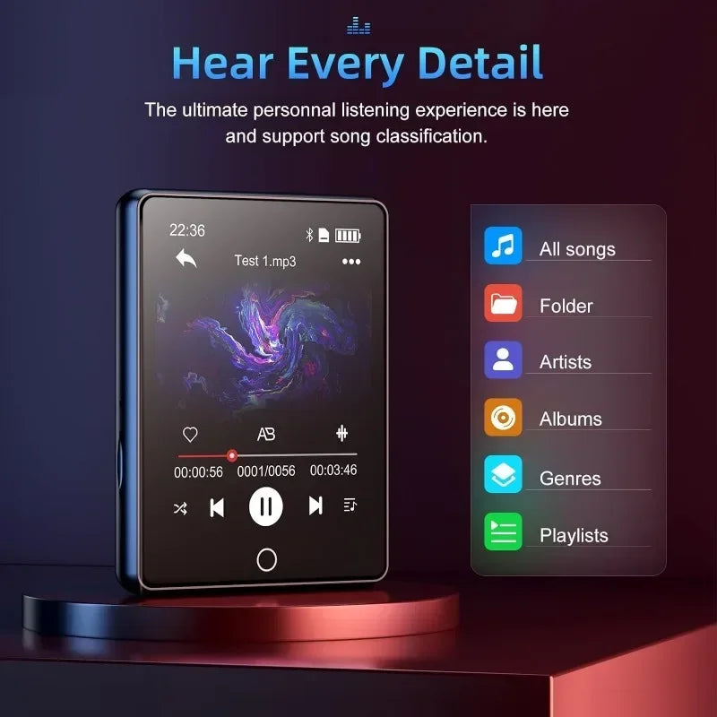 32GB 2.8 Inch Touch Screen Bluetooth 5.0 MP3 Player, HiFi Music Player with Speaker