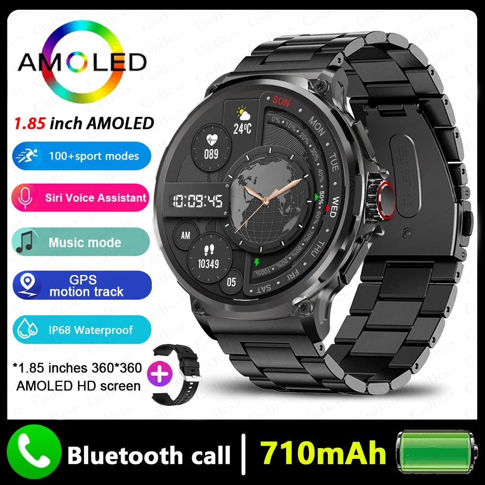 2024 New For Huawei Xiaomi Men GPS Track Smart Watch 1.85 Inch Ultra HD AMOLED
