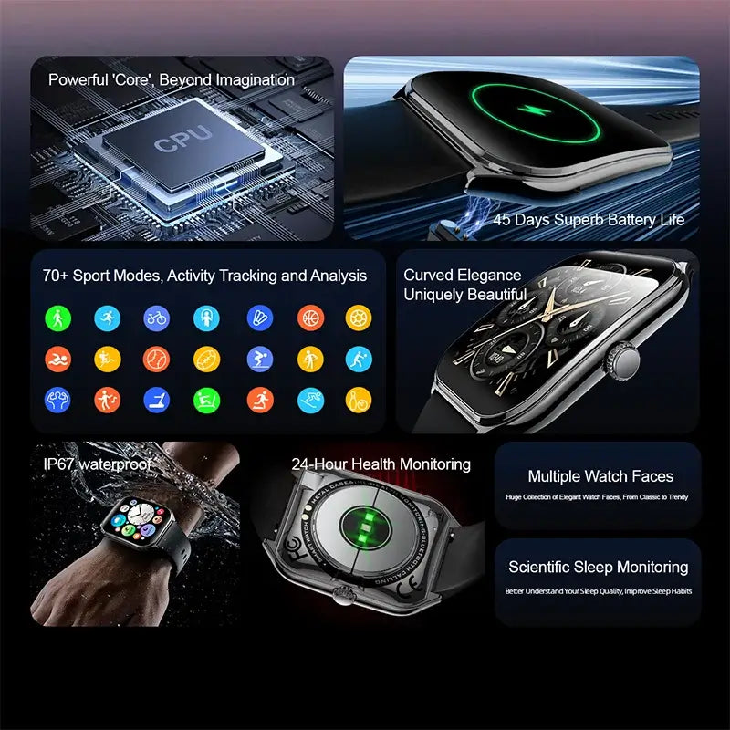 New Ultra Thin Smart Watch men 1.96" AMOLED 360*360 HD Pixel Display