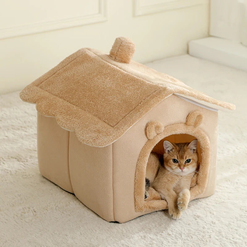 Foldable Pet House Removable Washable Cat House Puppy Cave Sofa Pet Bed