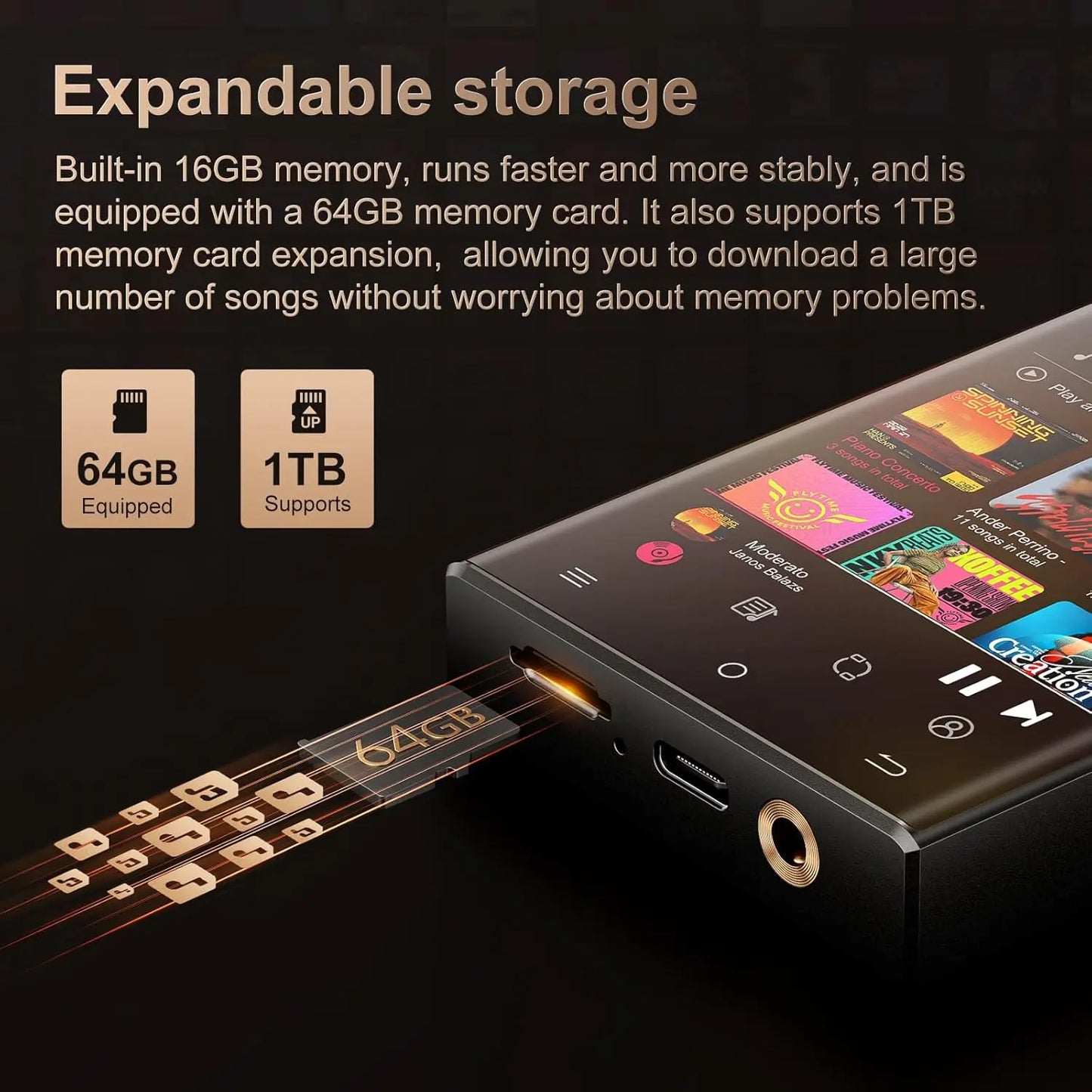 Hi-Fi MP3 Player with Bluetooth and WiFi, Oilsky Lossless DSD High-Resolution