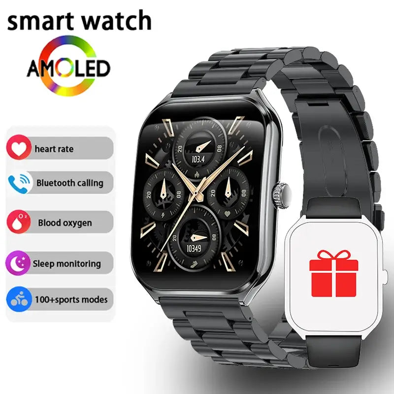 New Ultra Thin Smart Watch men 1.96" AMOLED 360*360 HD Pixel Display