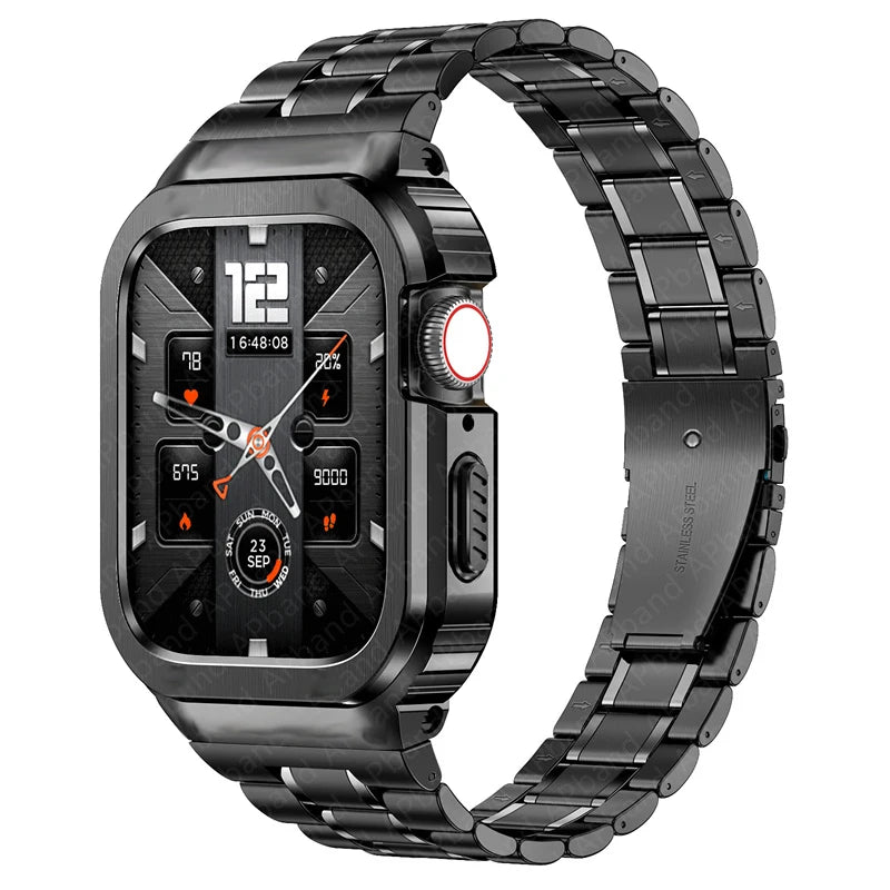 Stainless Steel Case+Strap For Apple Watch Band 44mm 45mm 49mm 40mm Bumper Cover