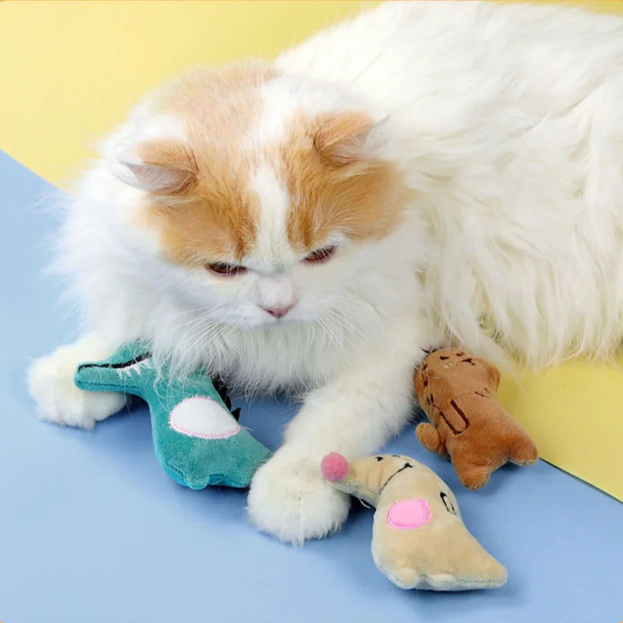 Pet Molar Bite toy Cartoon Stuffed Animal Cute Plush Cat Chew Toy