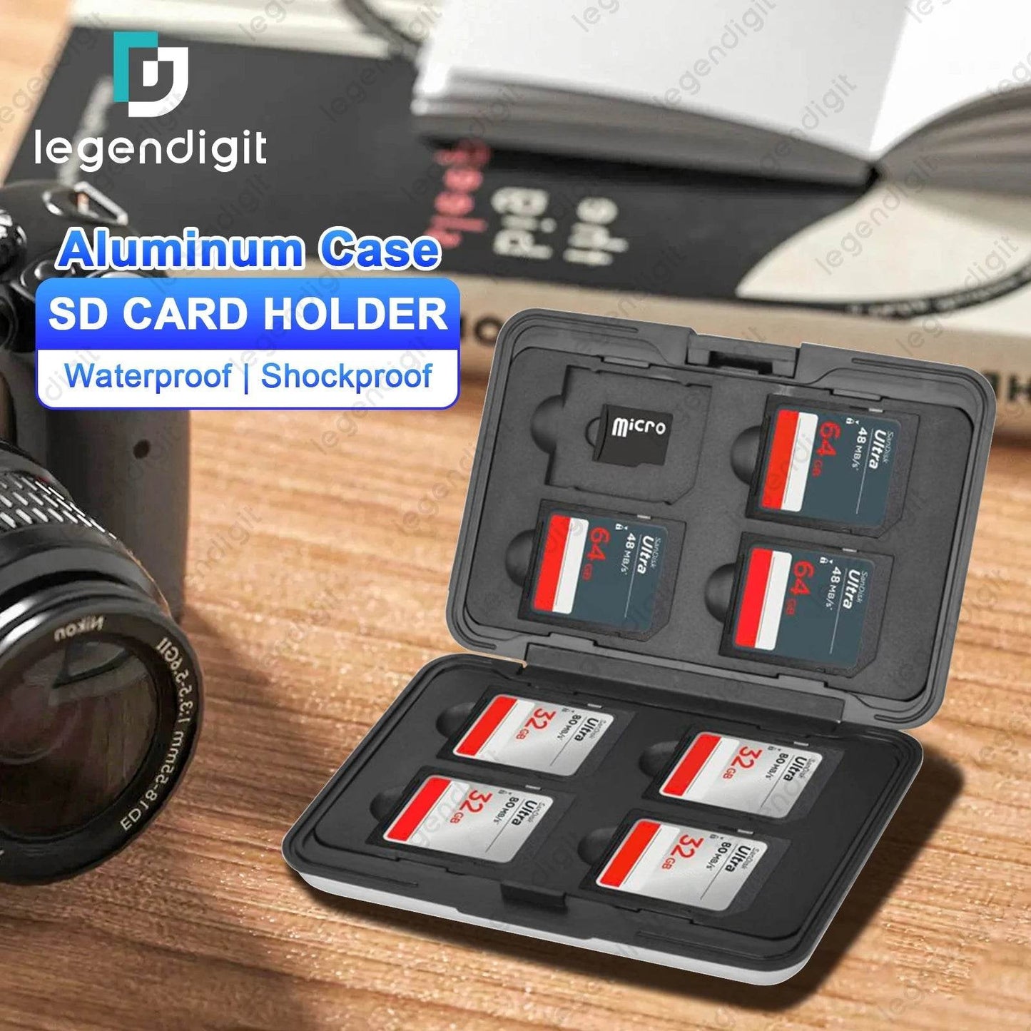 Aluminum Memory Card Case Portable 16 Slots Storage - Loja Manuel Coelho