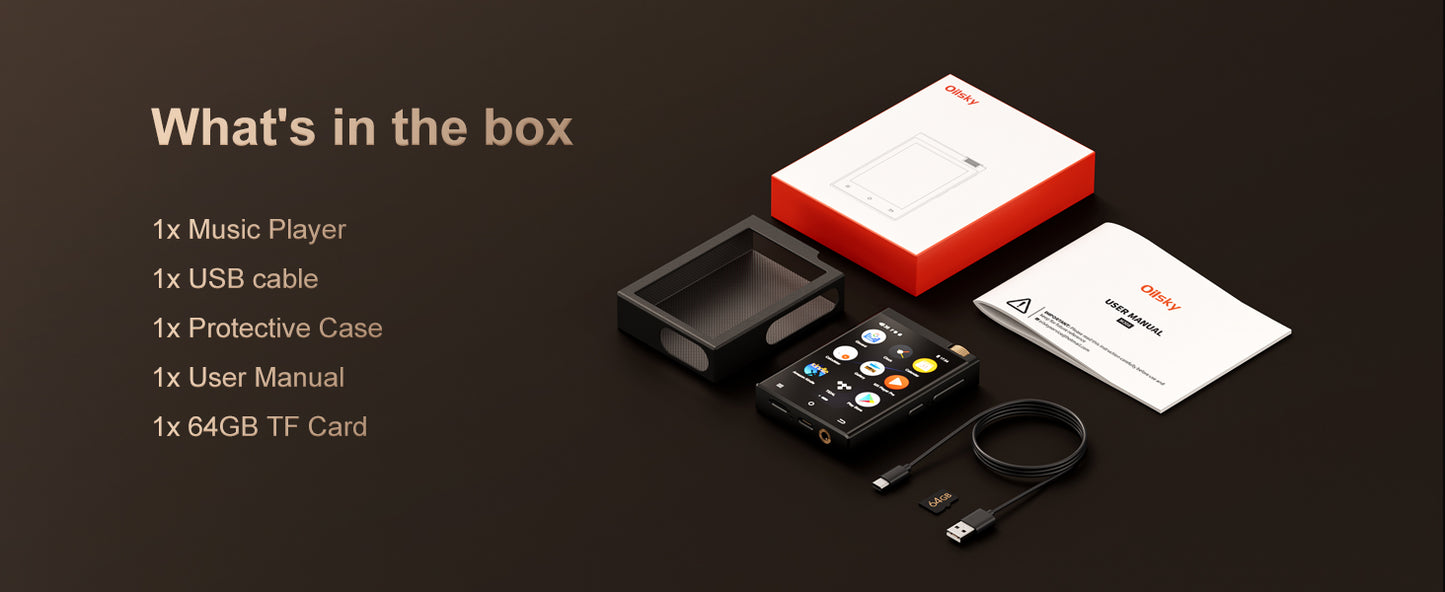 Hi-Fi MP3 Player with Bluetooth and WiFi, Oilsky Lossless DSD High-Resolution
