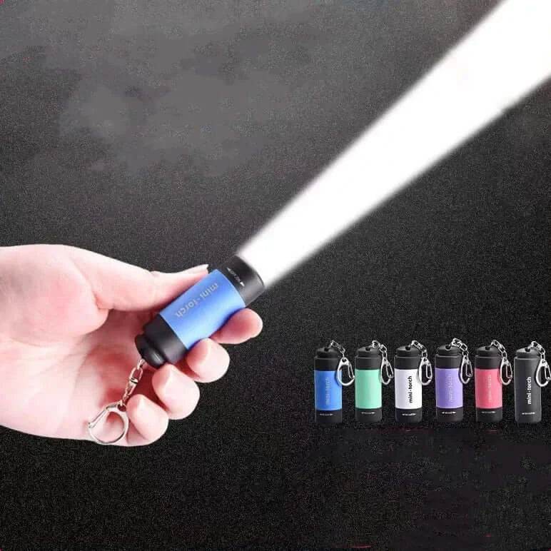 USB Rechargeable LED Pocket Flashlight Keychain Mini Torch - Loja Manuel Coelho