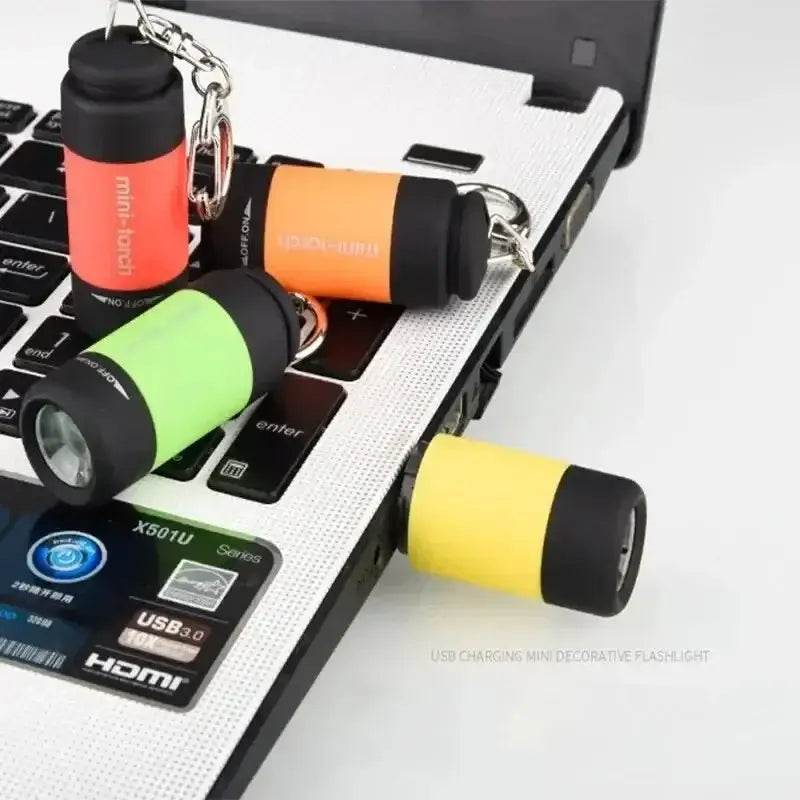 USB Rechargeable LED Pocket Flashlight Keychain Mini Torch - Loja Manuel Coelho