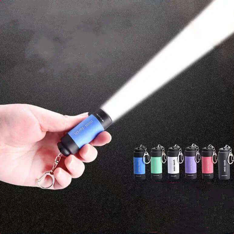 USB Rechargeable LED Pocket Flashlight Keychain Mini Torch - Loja Manuel Coelho