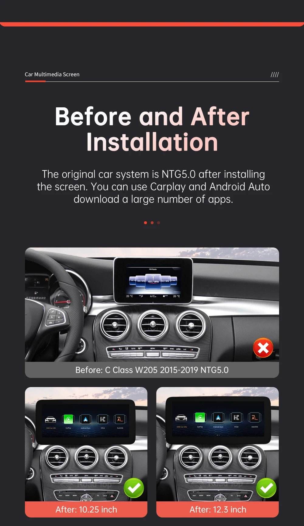 Wireless CarPlay & Android Auto for Mercedes-Benz W205 W176 - Loja Manuel Coelho