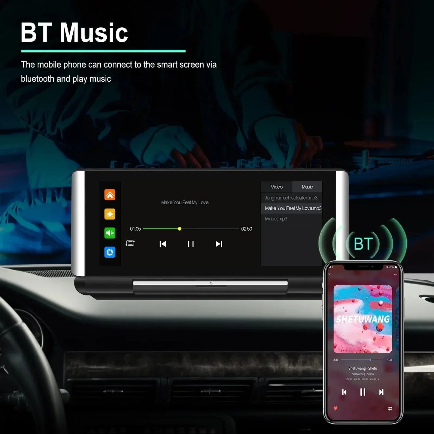 Podofo 6.86"Car Monitor Carplay Android Auto Screen Portable | Loja Manuel Coelho