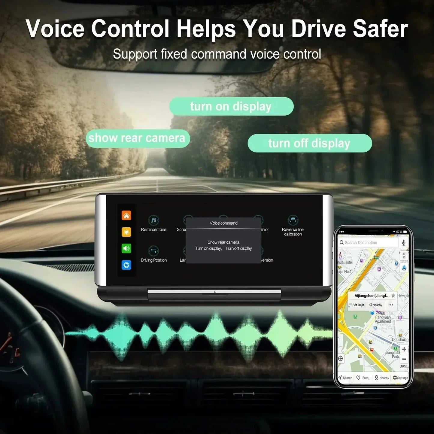 Podofo 6.86"Car Monitor Carplay Android Auto Screen Portable | Loja Manuel Coelho