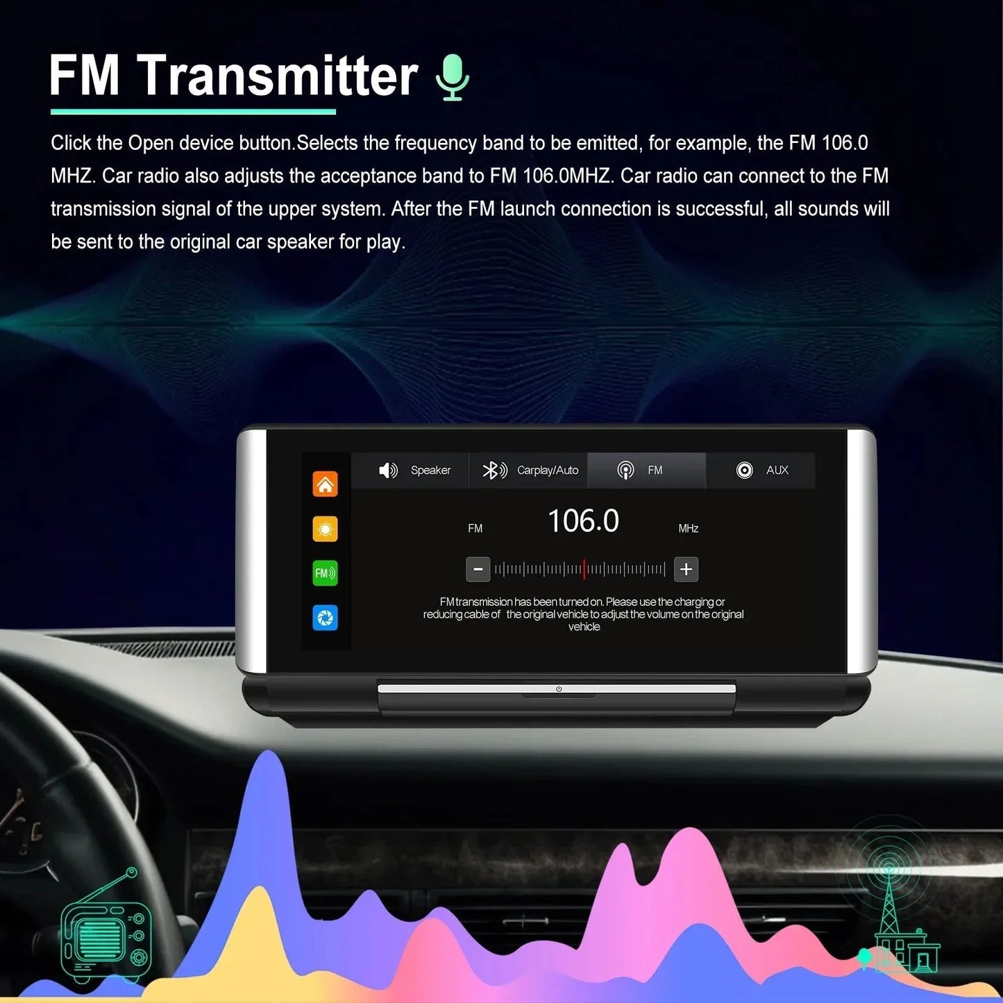 Podofo 6.86"Car Monitor Carplay Android Auto Screen Portable | Loja Manuel Coelho
