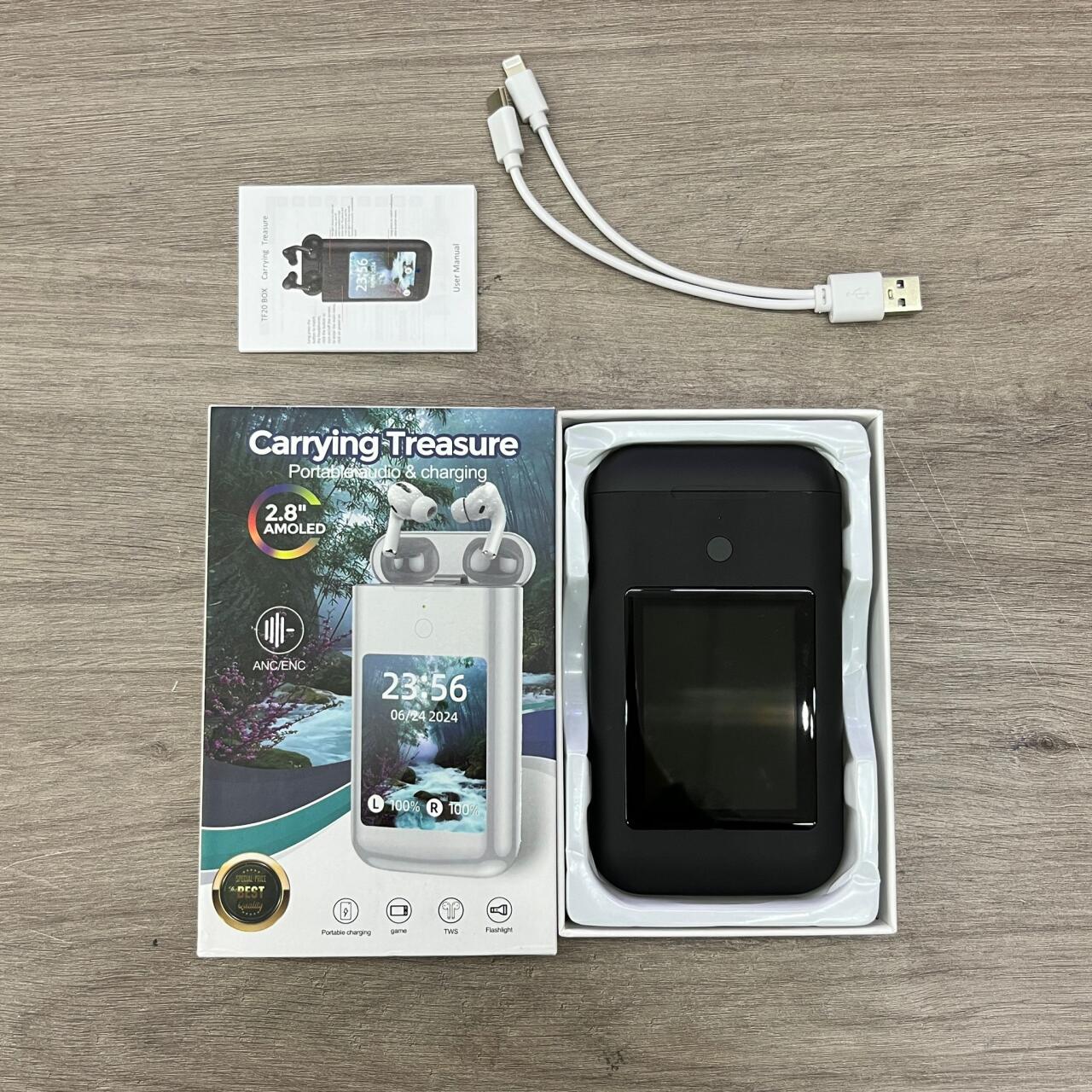 Powerbank con Auriculares TWS 8000mAh - Bluetooth v5.3, Pantalla LCD