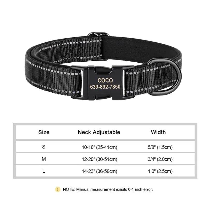 Reflective Personalized Dog Collar | Engraved ID - Loja Manuel Coelho
