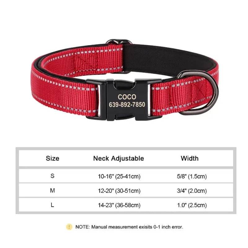 Reflective Personalized Dog Collar | Engraved ID - Loja Manuel Coelho