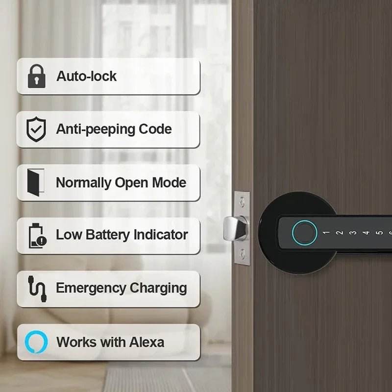 Single-lever smart fingerprint door lock with TTLOCK - Loja Manuel Coelho