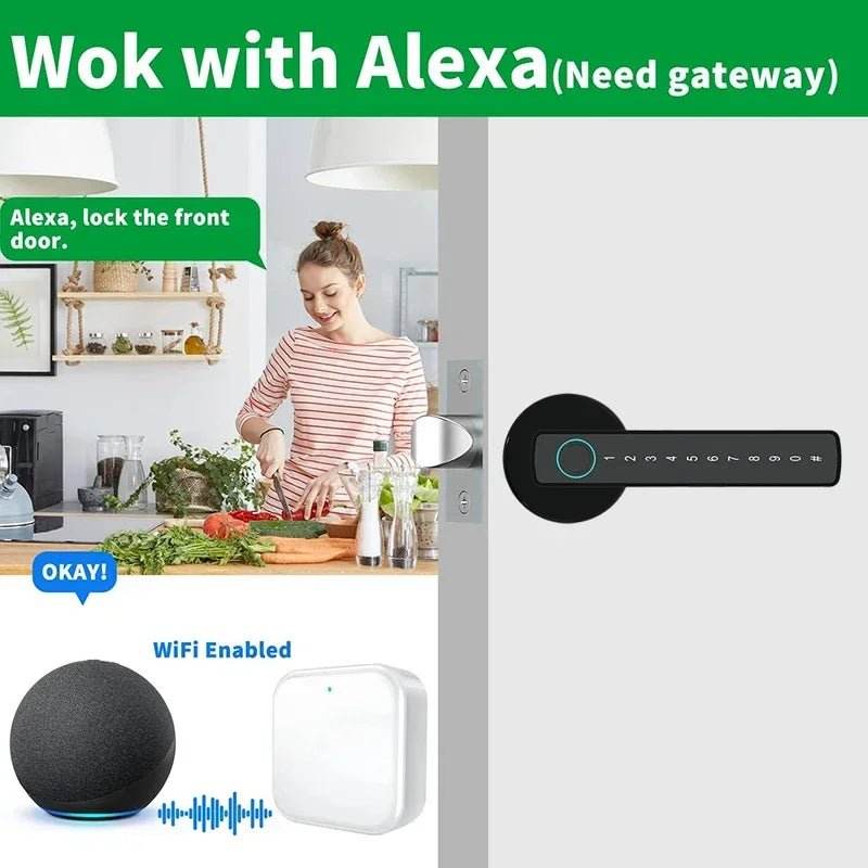 Single-lever smart fingerprint door lock with TTLOCK - Loja Manuel Coelho