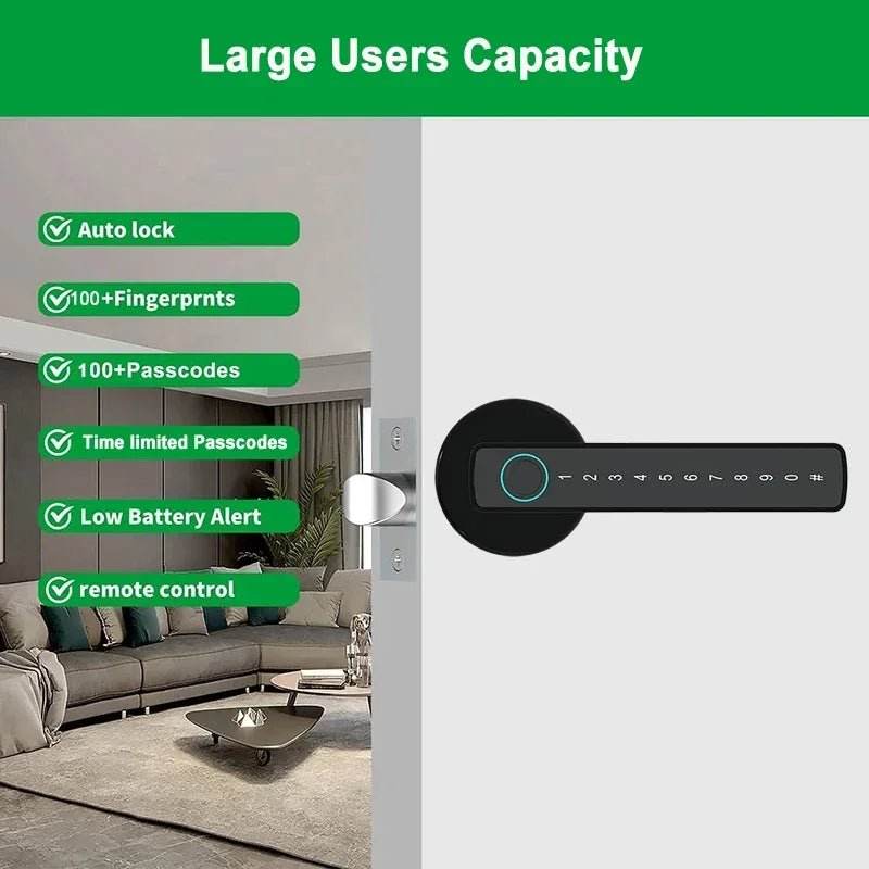 Single-lever smart fingerprint door lock with TTLOCK - Loja Manuel Coelho