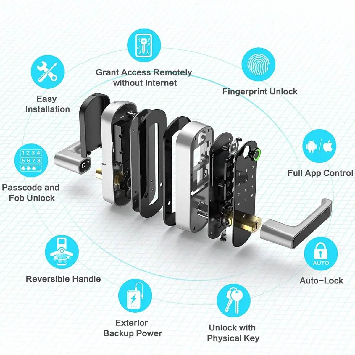 Smart Fingerprint Door Lock - App Remote Control - Loja Manuel Coelho