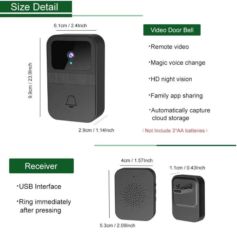 Smart Home Wireless Video Doorbell with 2-Way Audio - Loja Manuel Coelho