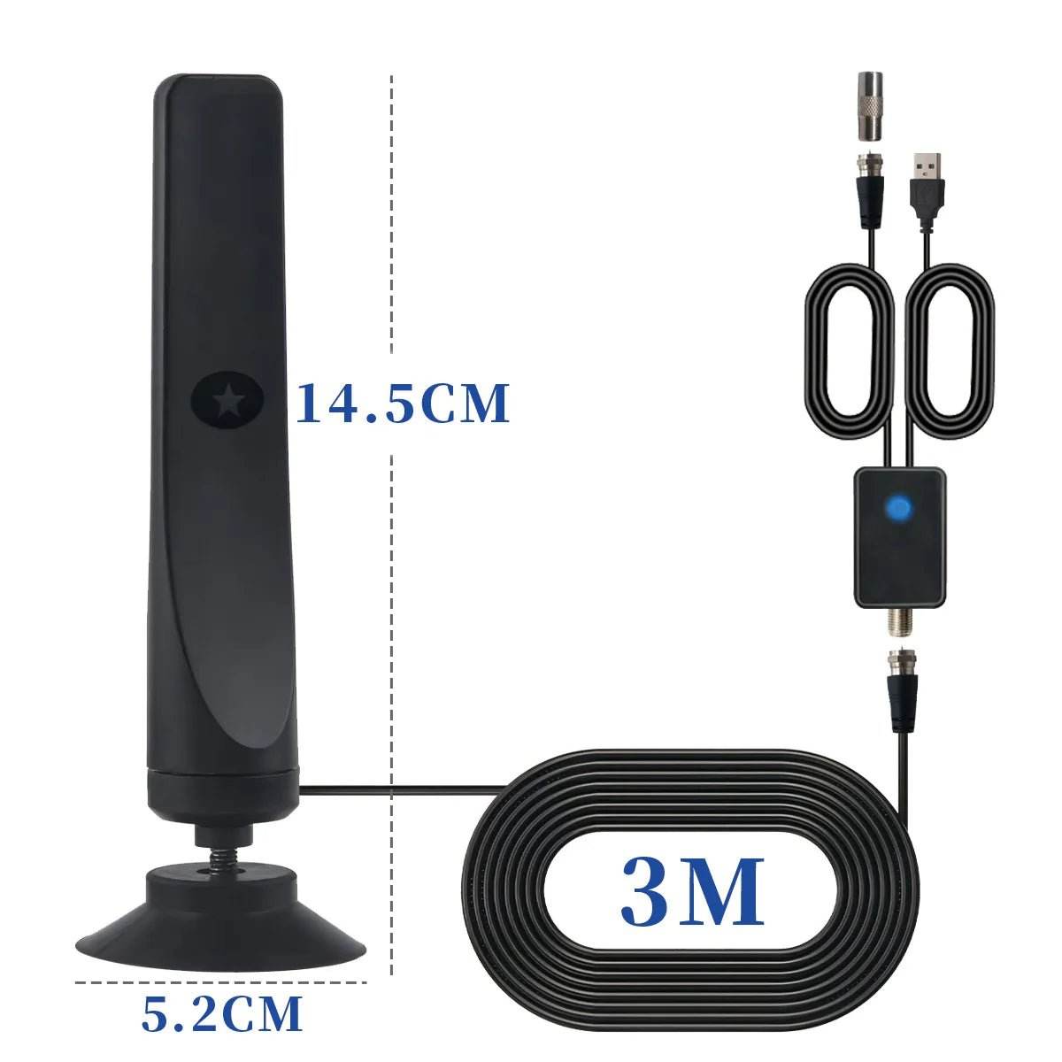 High Gain TV Antenna Signal Booster with Suction Cup - Loja Manuel Coelho