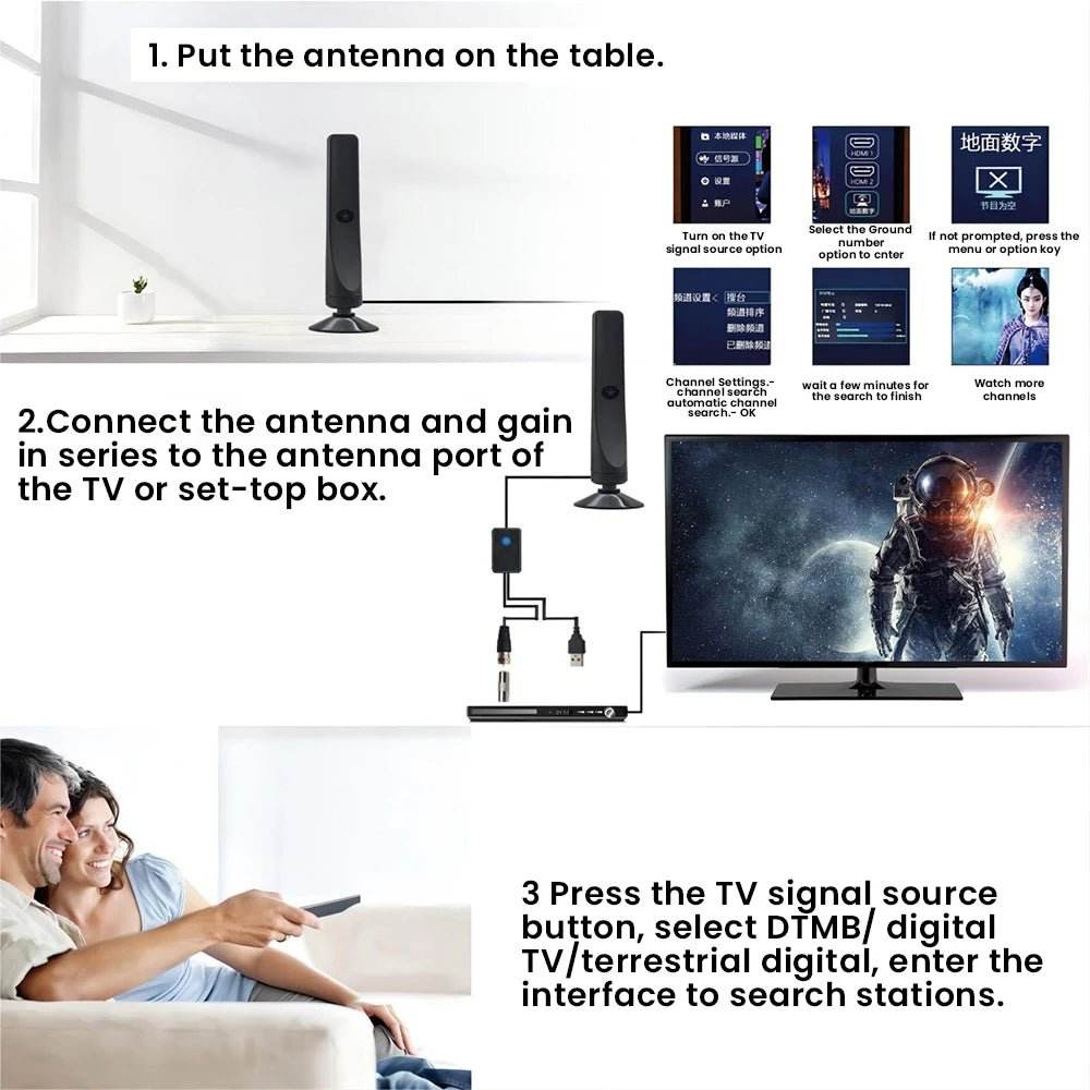 High Gain TV Antenna Signal Booster with Suction Cup - Loja Manuel Coelho