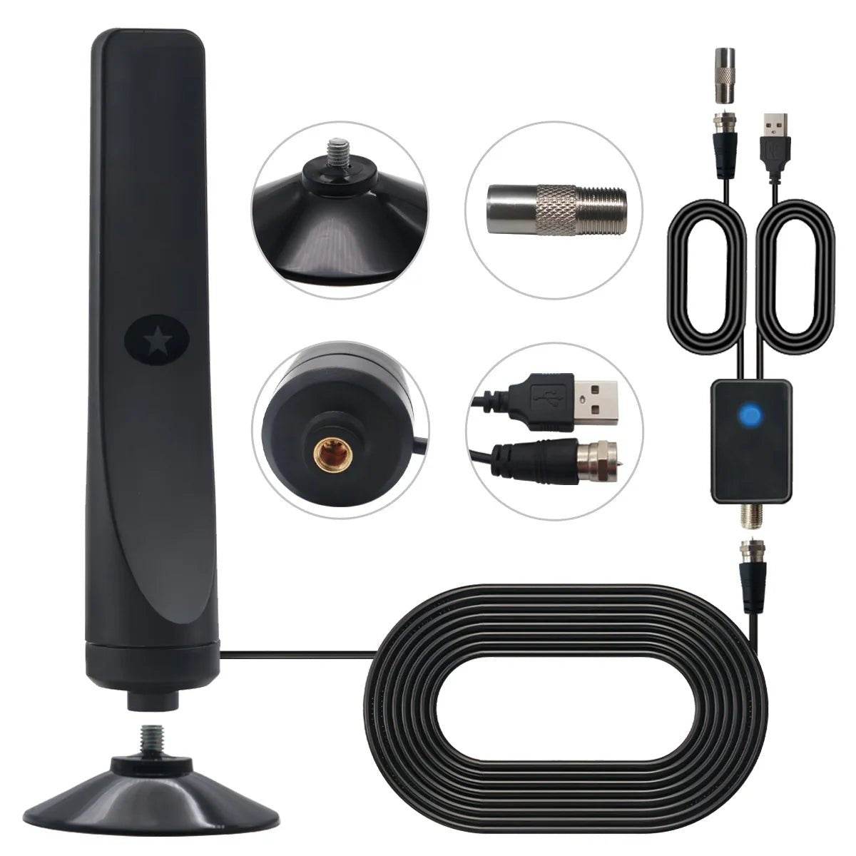 High Gain TV Antenna Signal Booster with Suction Cup - Loja Manuel Coelho