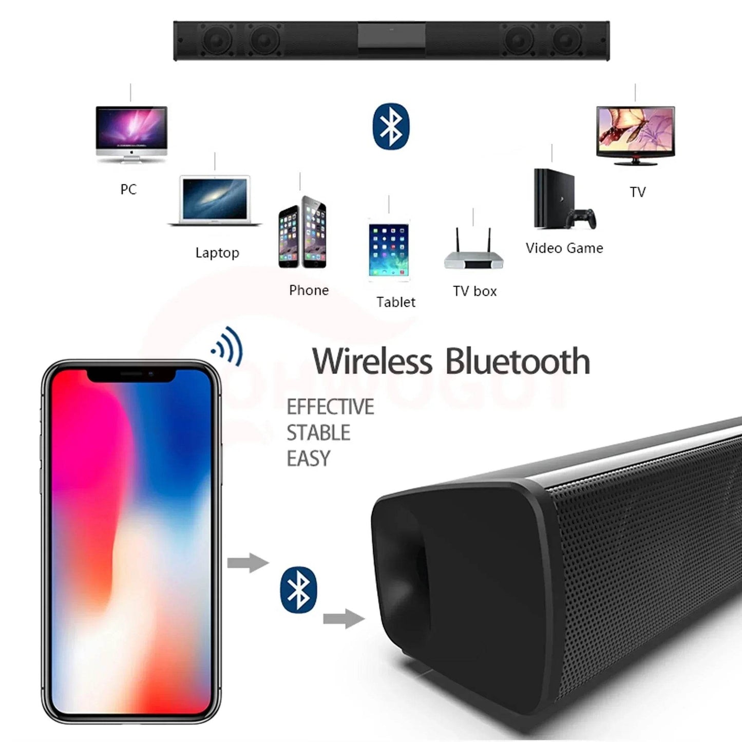Bluetooth Sound Bar for Home Theater | 3 Channel Speakers - Loja Manuel Coelho