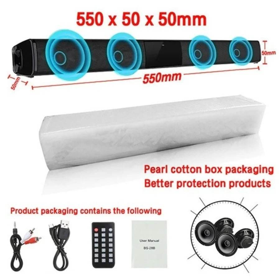 Bluetooth Sound Bar for Home Theater | 3 Channel Speakers - Loja Manuel Coelho