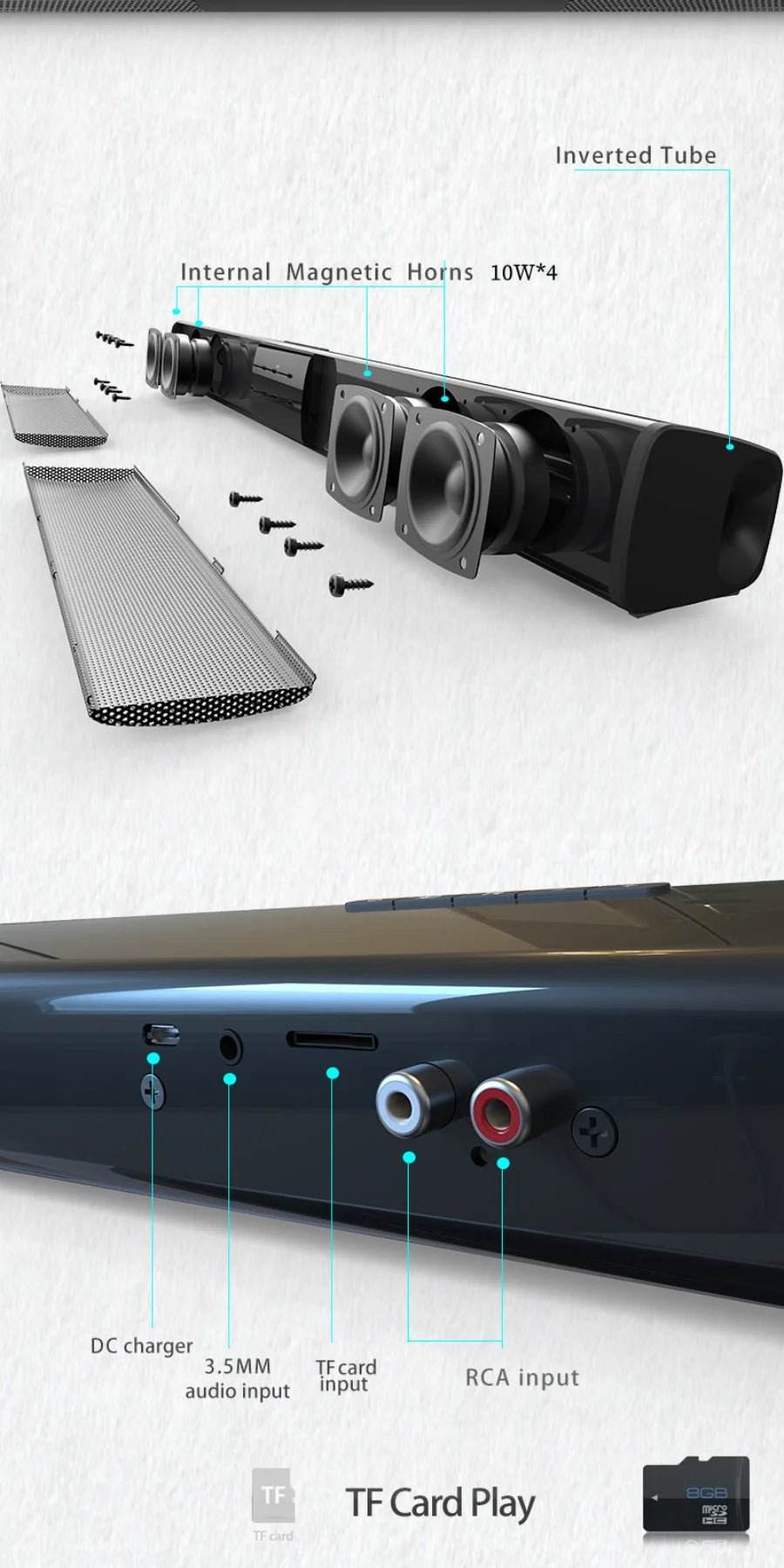 Bluetooth Sound Bar for Home Theater | 3 Channel Speakers - Loja Manuel Coelho