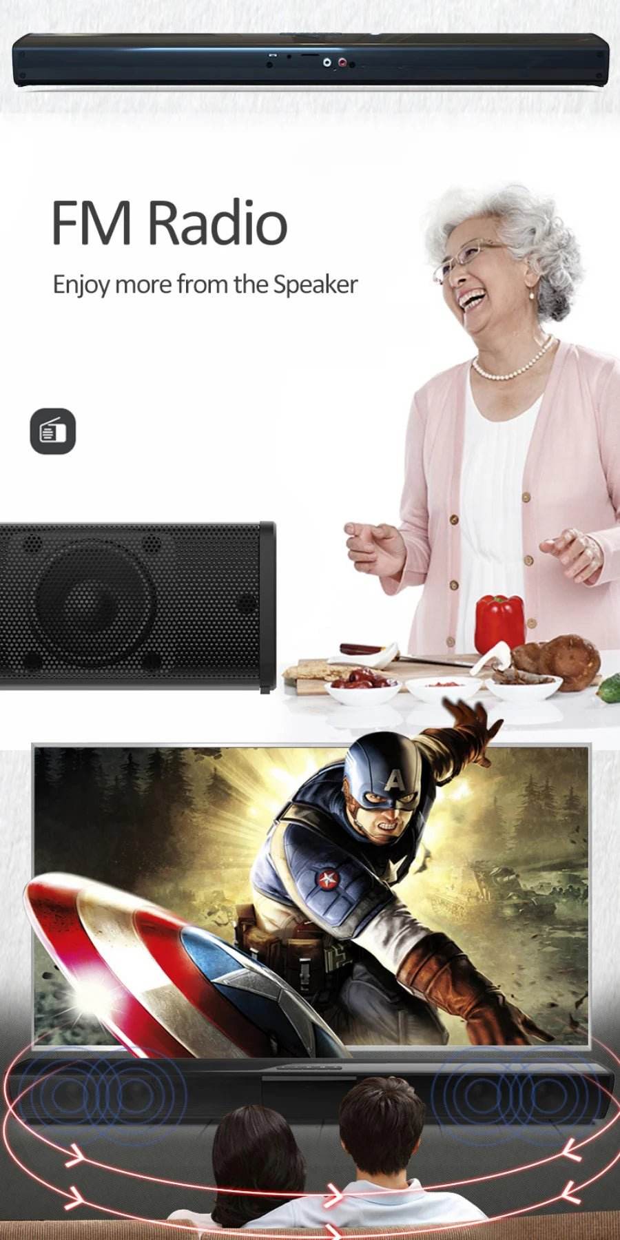 Bluetooth Sound Bar for Home Theater | 3 Channel Speakers - Loja Manuel Coelho