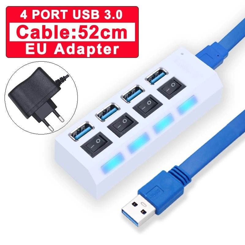 USB 3.0 Hub - 4/7 Port Multi USB Splitter - Loja Manuel Coelho