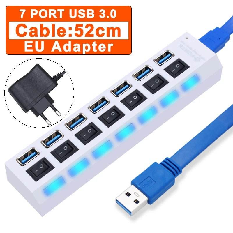 USB 3.0 Hub - 4/7 Port Multi USB Splitter - Loja Manuel Coelho