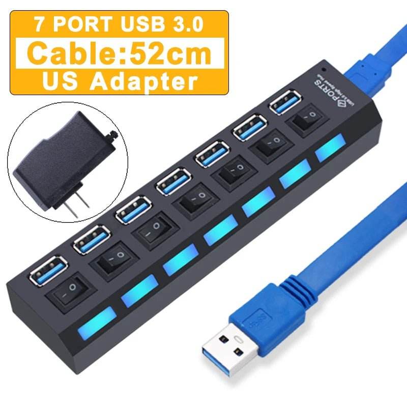 USB 3.0 Hub - 4/7 Port Multi USB Splitter - Loja Manuel Coelho