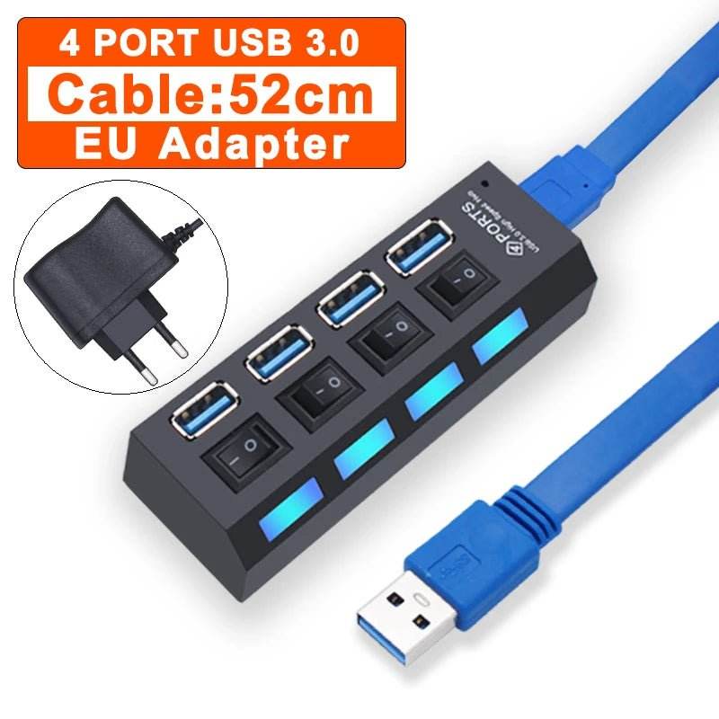 USB 3.0 Hub - 4/7 Port Multi USB Splitter - Loja Manuel Coelho