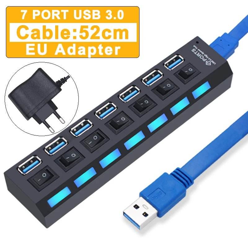 USB 3.0 Hub - 4/7 Port Multi USB Splitter - Loja Manuel Coelho
