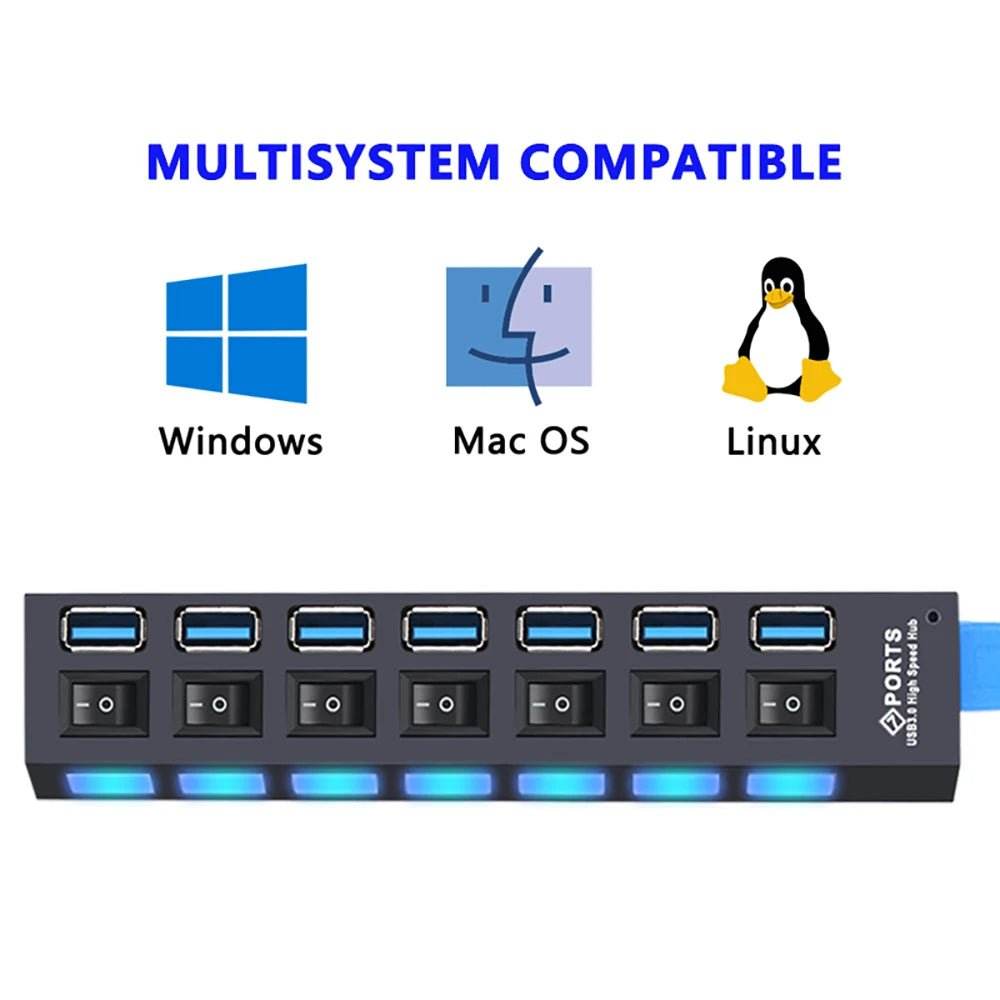 USB 3.0 Hub - 4/7 Port Multi USB Splitter - Loja Manuel Coelho
