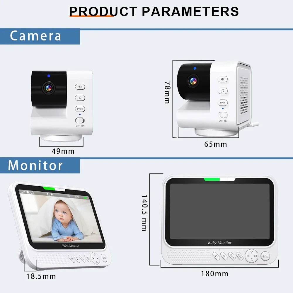 Video Baby Monitor 7‘’Display Screen Pan Tilt Zoom Security Camera IR Night Vision - Loja Manuel Coelho