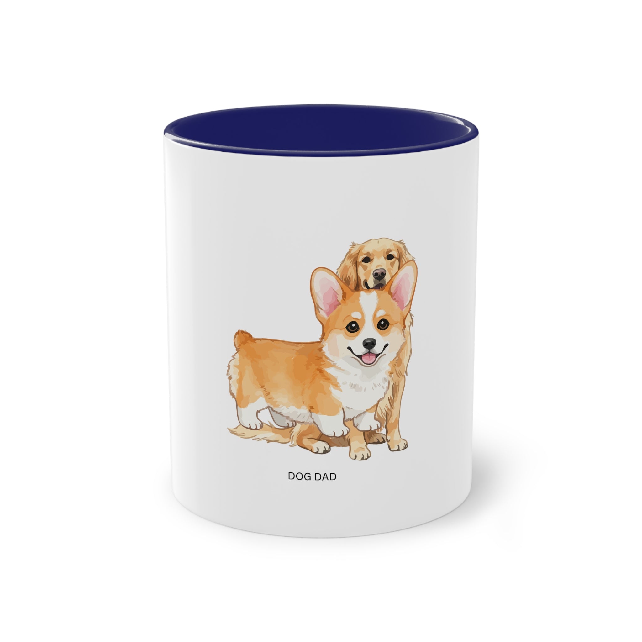Caneca de café bicolor para pai de cão Corgi, presente personalizado para amantes de animais de estimação