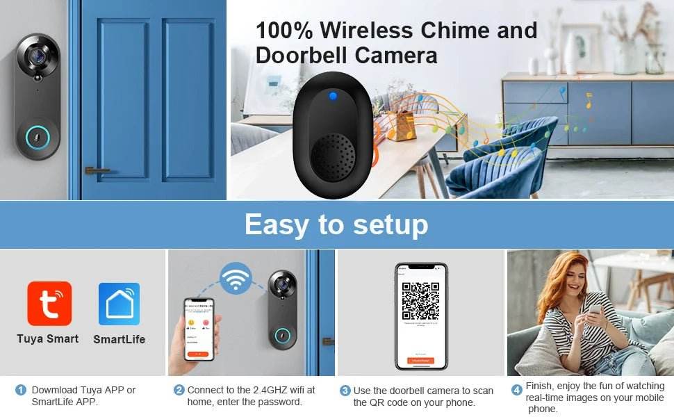 1080P WIFI Video Doorbell - Smart Wireless Security - Loja Manuel Coelho
