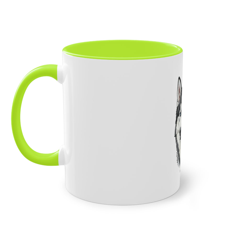 Caneca de café bicolor Husky Dad, presente perfeito para os amantes de cães