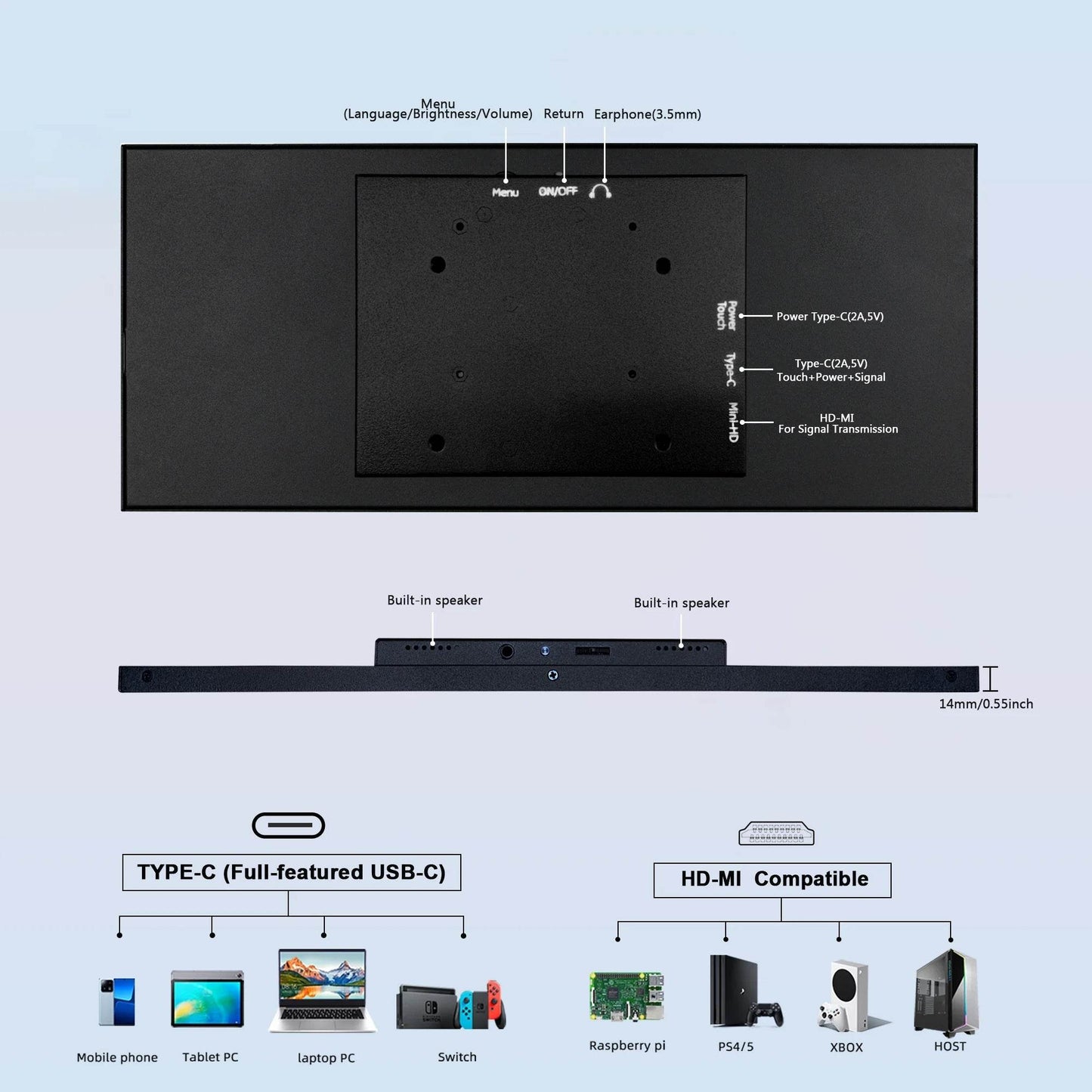 Portable 12.3/14.5 Inch Touch Monitor for PC - Loja Manuel Coelho
