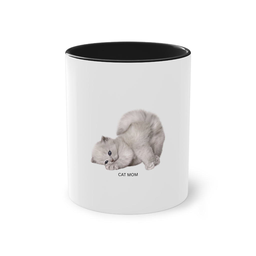 Cat Mom Two-Tone Coffee Mug - Perfect Gift for Cat Lovers