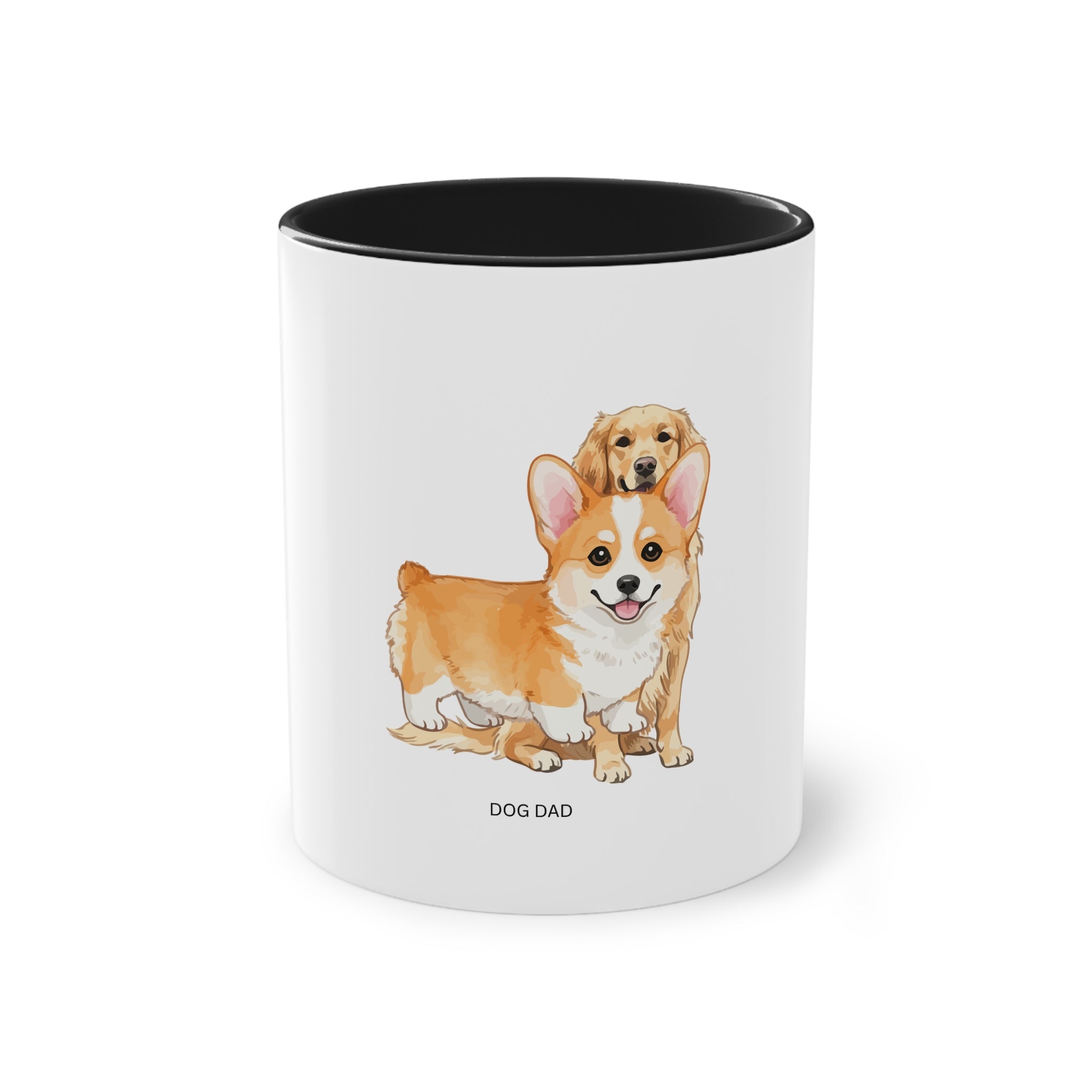 Caneca de café bicolor para pai de cão Corgi, presente personalizado para amantes de animais de estimação